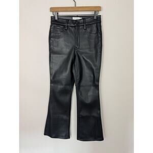 Good American Better Than Leather Crop Mini Boot Pants Black Size 4 NWT